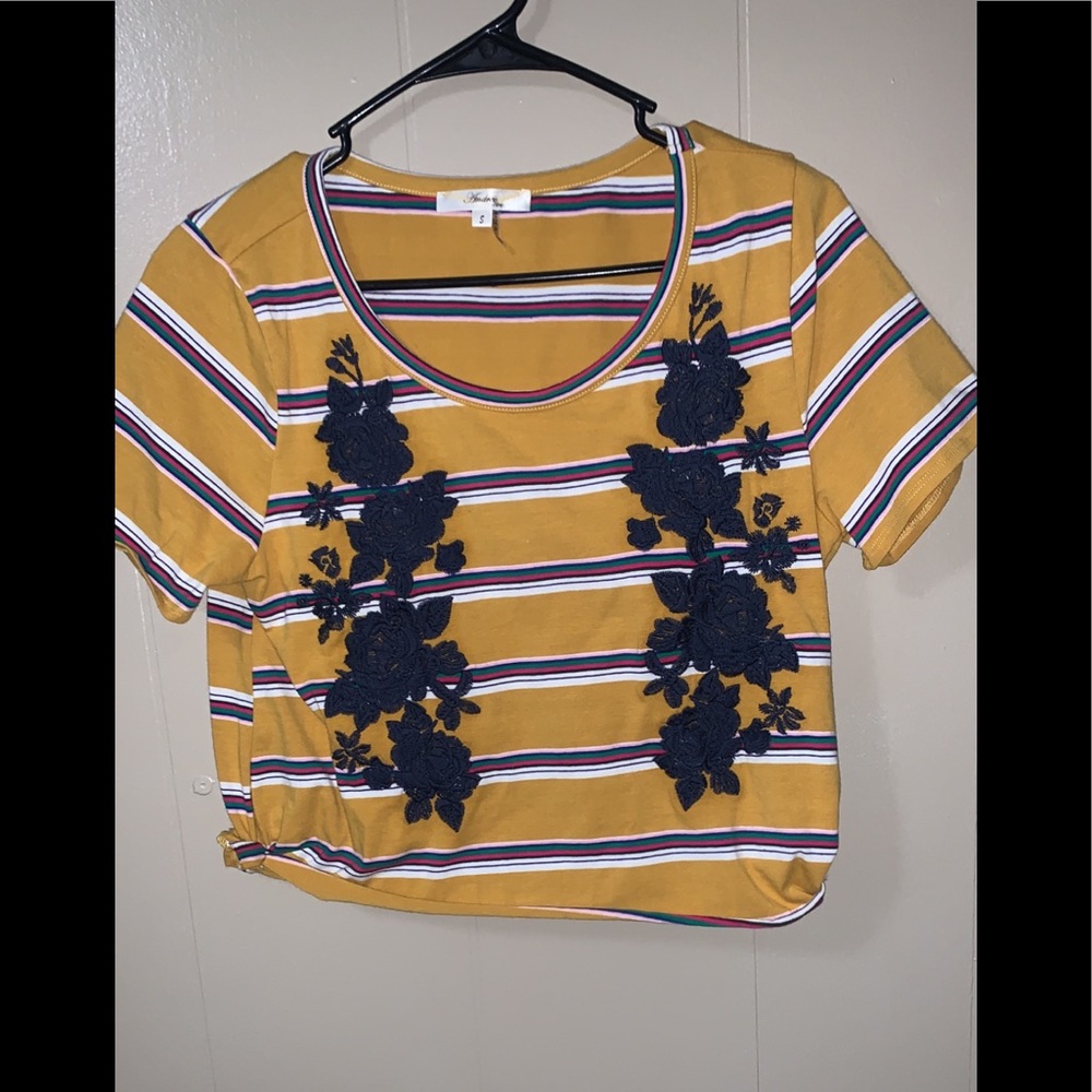 Cute stripy top with navy flowers
